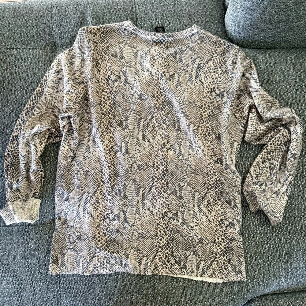 Doncaster Collection Cashmere Snakeskin Print Cardigan Women XL Natural Colors